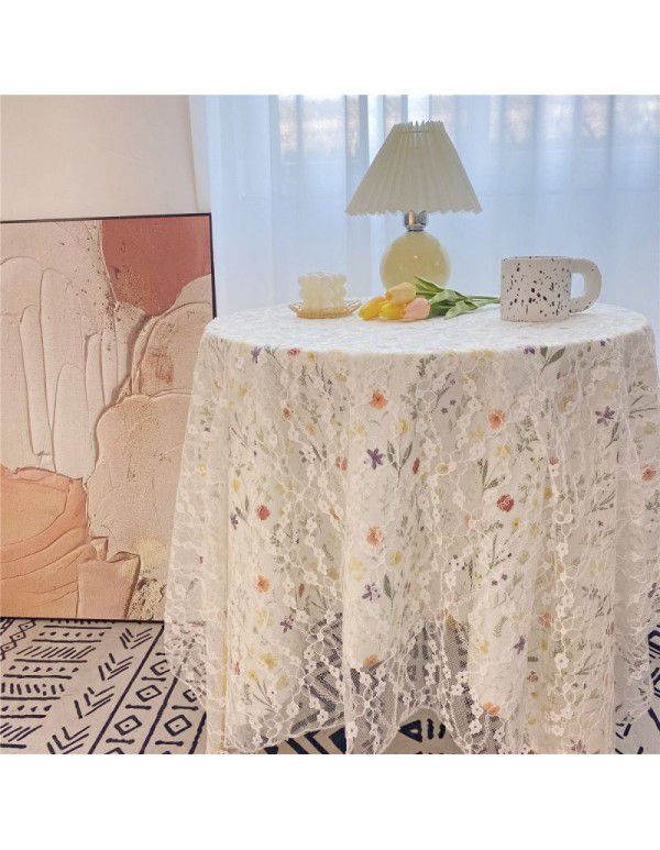 Floral cloth ins Korean simple hollowed out lace tablecloth with gauze tablecloth