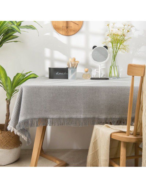 Photographic tablecloth ins wind light luxury high sense lace white cotton linen desk cloth rectangular tea table round table mat