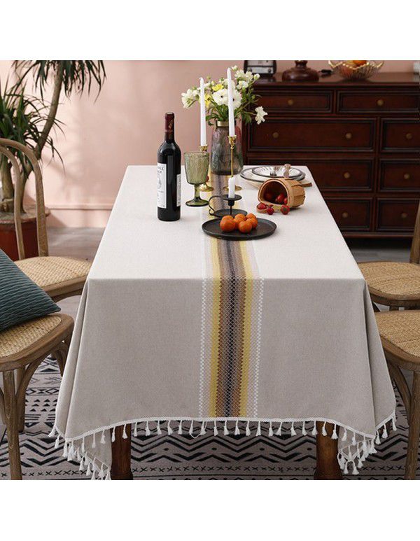 Cross border manufacturers' new tablecloths, dining tables, polyester imitation cotton, linen, jacquard cloth, table mats, tea table cloth, spot wholesale