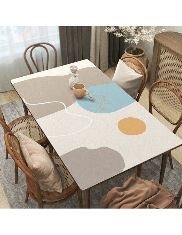 Simple style leather tablecloth waterproof, oil proof, wash free rectangular hot tea table mat PU leather tablecloth table mat