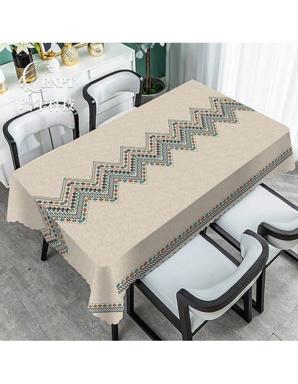 Simple and retro Chinese style national style tablecloth waterproof and oil proof PVC plastic tablecloth rectangular tea table tablecloth