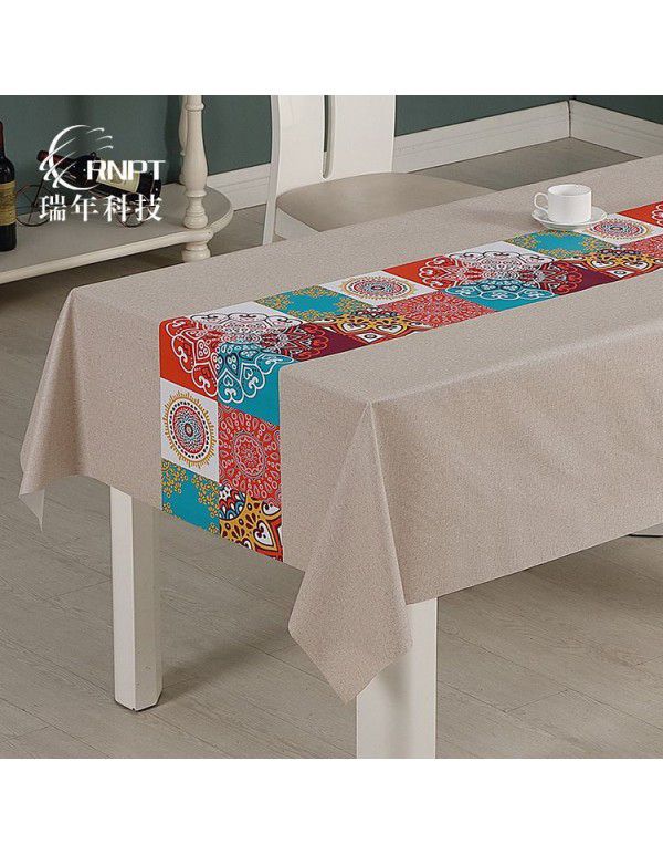 Simple and retro Chinese style national style tablecloth waterproof and oil proof PVC plastic tablecloth rectangular tea table tablecloth