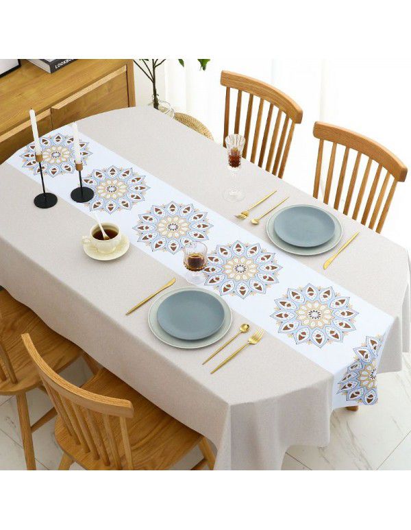 Chinese table cloth waterproof, oil proof, wash free, hot resistant pvc table cloth rectangular oval table mat ins