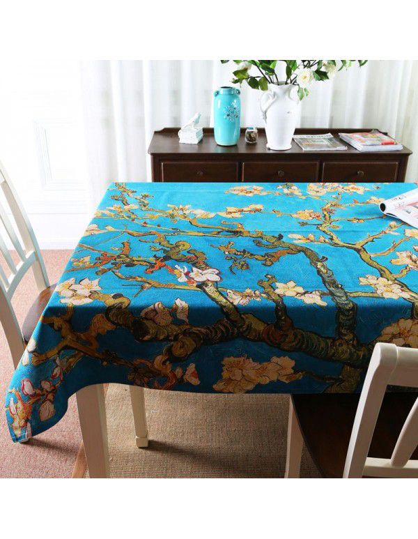 Foreign trade direct supply wholesale Van Gogh digital printing cotton linen tablecloth cloth table cloth tea table rectangular cover cloth