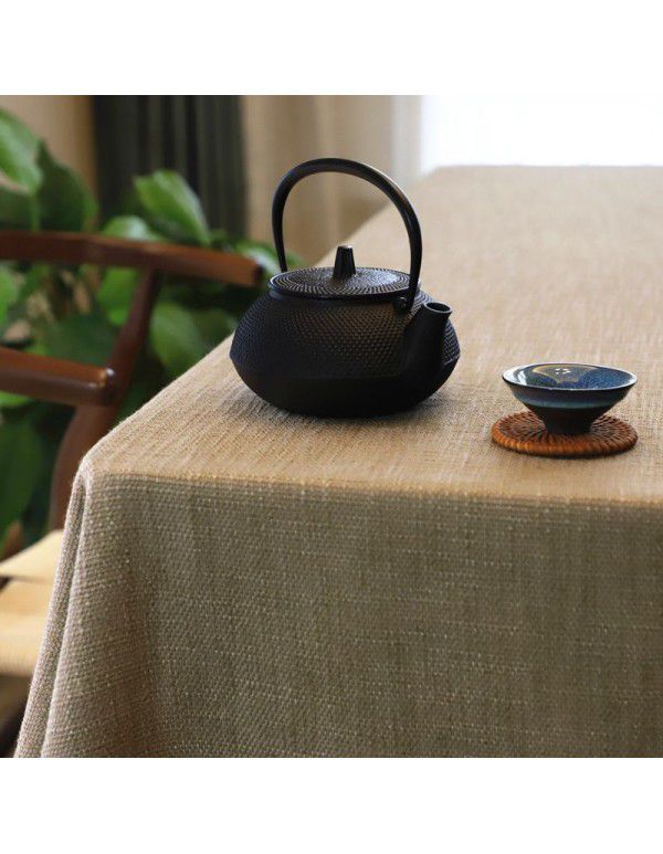 Coarse linen table cloth, tea table, Nordic style, solid color, round table cloth, Japanese cotton and linen conference table, rectangular household