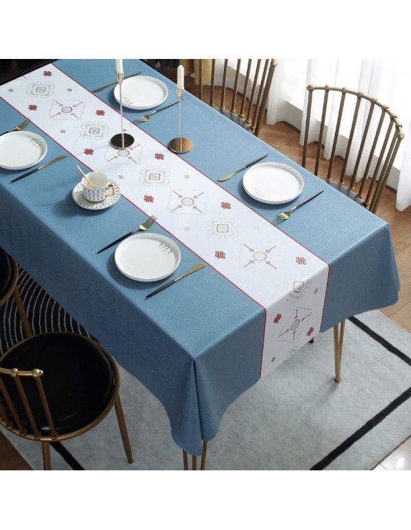 Table cloth waterproof, oil proof, wash free and hot resistant household table cloth rectangular tea table cloth Nordic simple table cloth