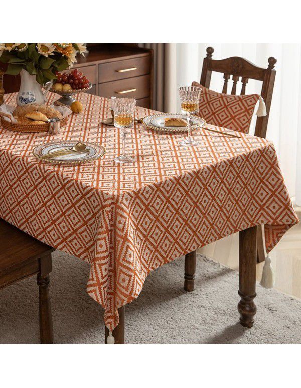 New ins wind table tablecloth domestic tea table table mat vintage tablecloth hotel rectangular chinese tablecloth wholesale