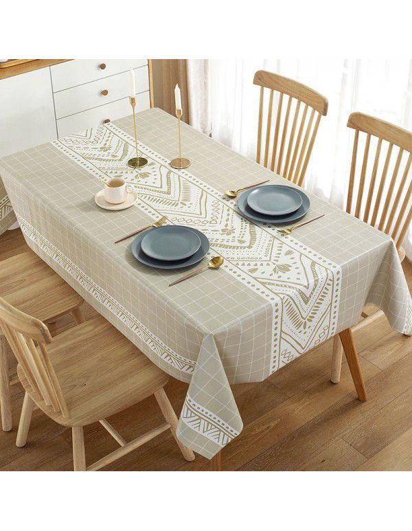 Table cloth waterproof, oil proof, wash free and hot resistant household table cloth rectangular tea table cloth Nordic simple table cloth