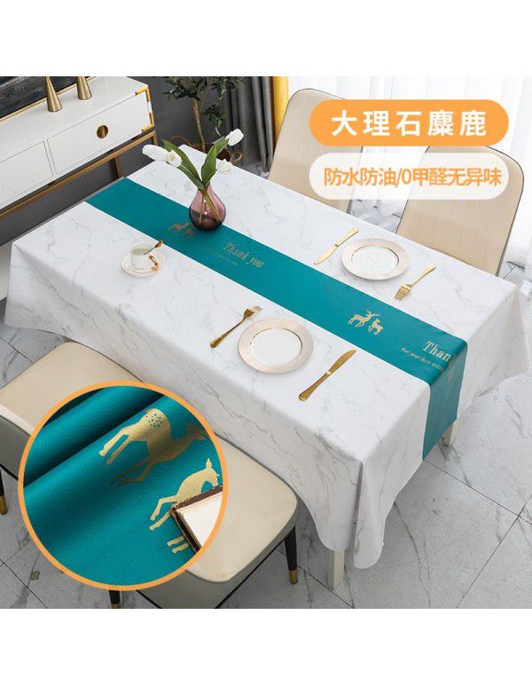 Home Nordic tablecloth waterproof, oil proof, scald proof, wash free table mat, tea table cloth ins style pvc tablecloth spot wholesale