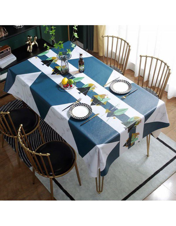 Table cloth waterproof, oil proof, wash free and hot resistant household table cloth rectangular tea table cloth Nordic simple table cloth