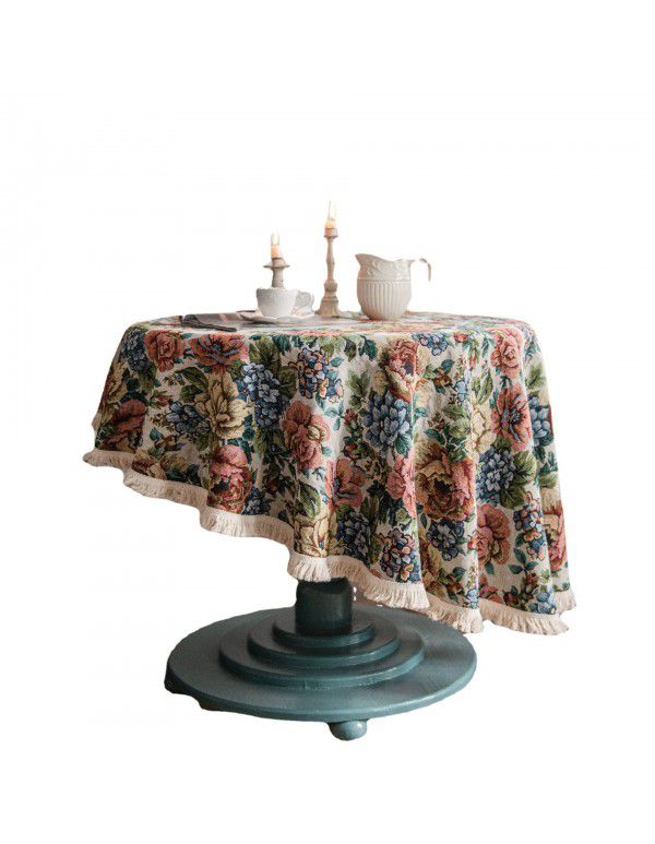 Yimanqiyun American tablecloth jacquard sunflower tablecloth round thick tablecloth directly supplied by the factory