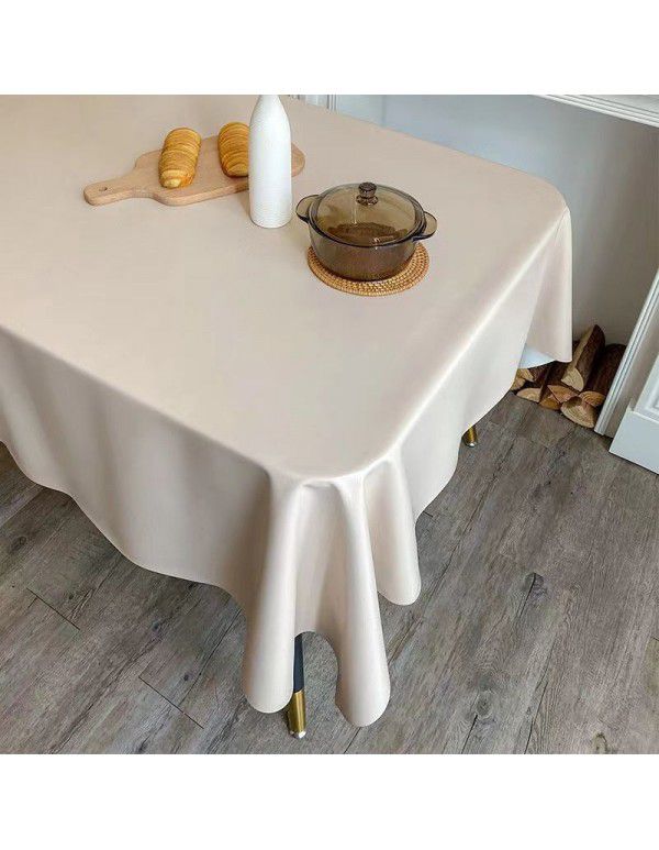 Nordic ins style solid leather tablecloth waterproof oil proof washfree tablecloth round table cover cloth round tablecloth