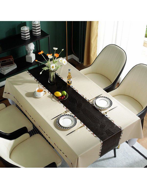 Tablecloth waterproof, oil proof and wash free cloth art desk Nordic rectangular table cloth PVC tea table mat table cloth 