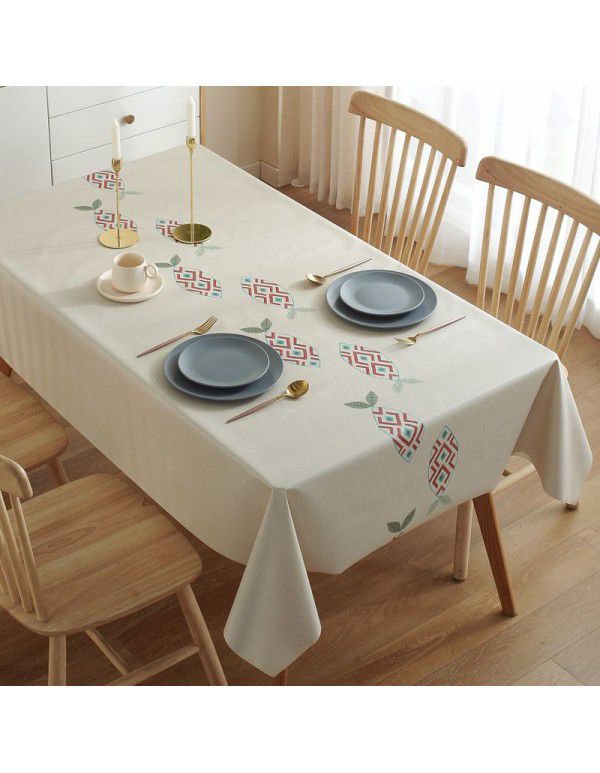 Table cloth waterproof, oil proof, wash free and hot resistant household table cloth rectangular tea table cloth Nordic simple table cloth