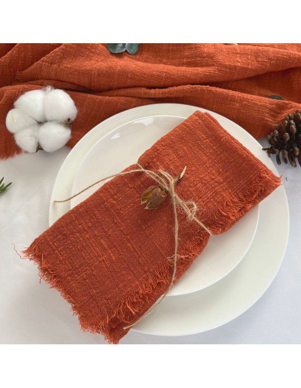 Cross border factory directly supplies pure cotton orange green tablecloth Western restaurant pure cotton gauze Hotel wedding banquet tablecloth