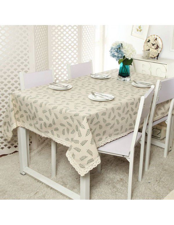 Modern simple polyester cotton fresh green olive branch lace tablecloth tea table table cloth tablecloth cover