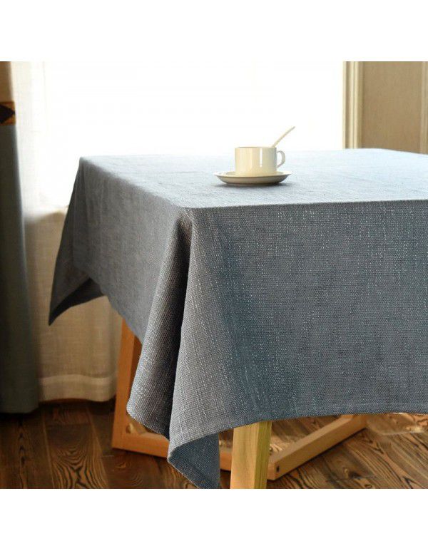 Coarse linen table cloth, tea table, Nordic style, solid color, round table cloth, Japanese cotton and linen conference table, rectangular household