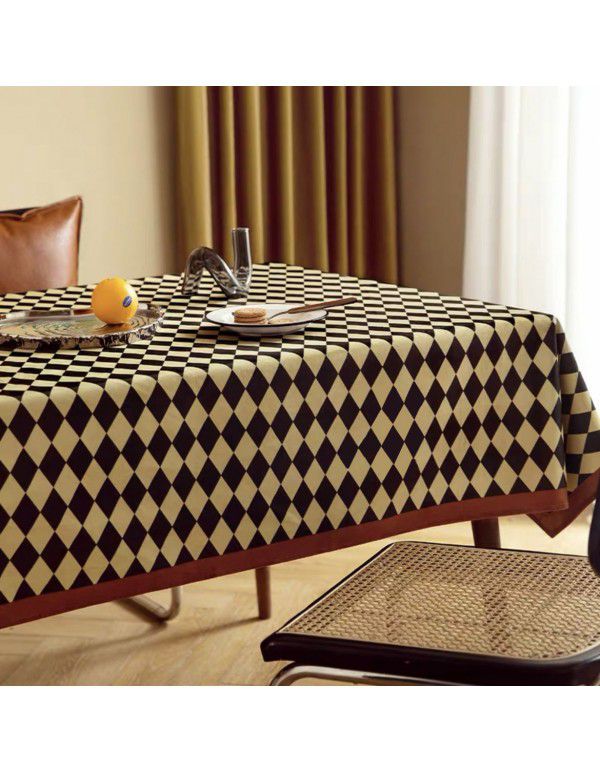 Nordic rhombic plaid tablecloth home decoration rectangular table round table tablecloth cloth tea table mat ins dust cover