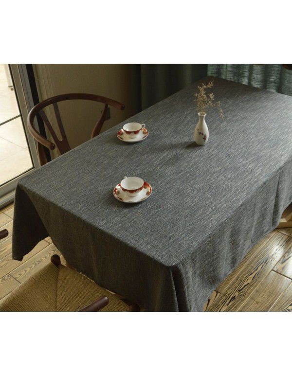 Coarse linen table cloth, tea table, Nordic style, solid color, round table cloth, Japanese cotton and linen conference table, rectangular household