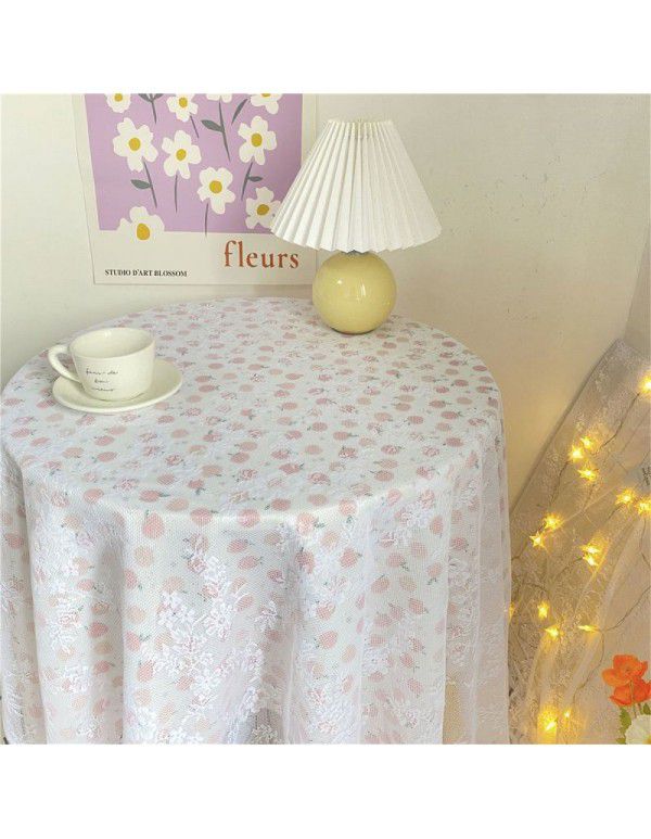 Floral cloth ins Korean simple hollowed out lace tablecloth with gauze tablecloth