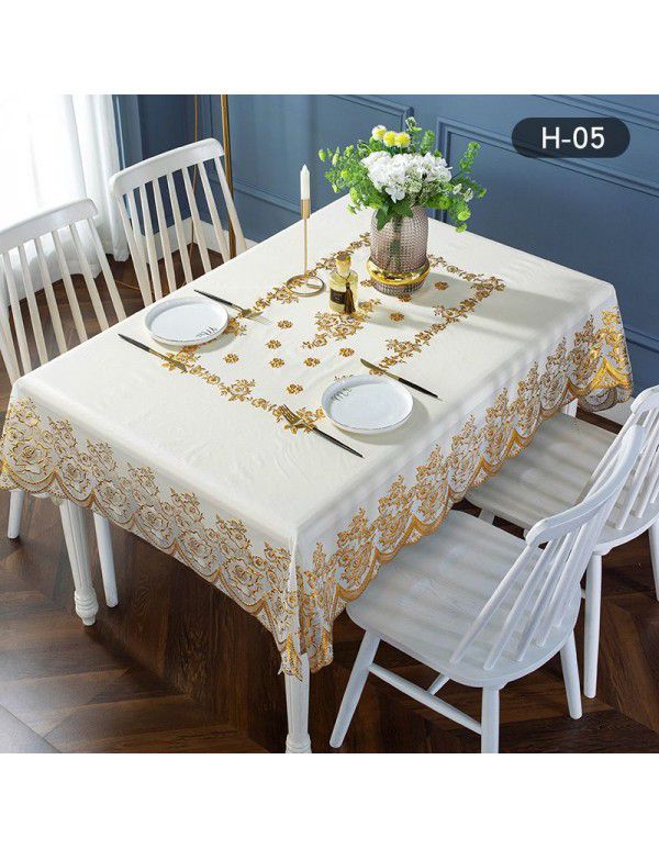 Plastic tablecloth waterproof, antifouling, oil proof, wash free tablecloth PVC table mat European rectangular tea table net red tablecloth