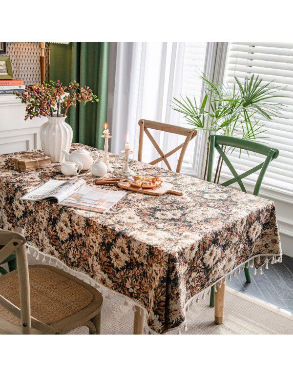 Yimanqiyun American Table Cloth Colorful Jacquard Table Cloth Double sided Pattern Thick Table Cloth Geometric Bohemian Style