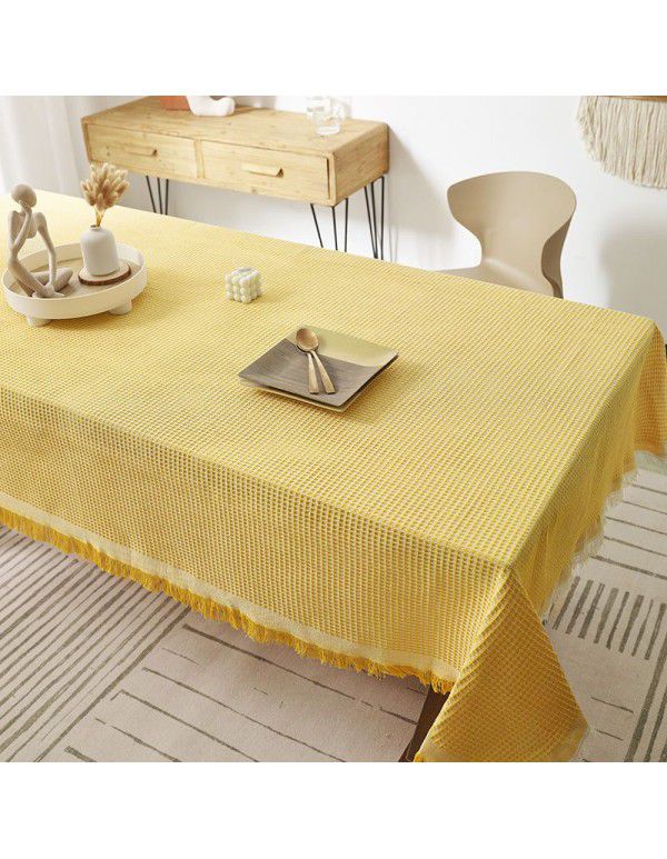 Japanese style quiet wind milk tea color tablecloth ins wind thickened cotton and linen cloth art advanced sense light luxury table square tablecloth