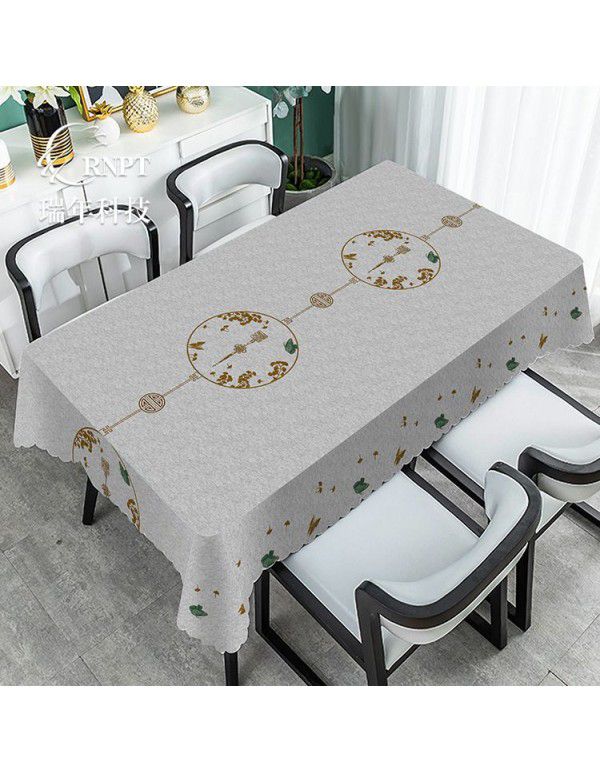 Simple and retro Chinese style national style tablecloth waterproof and oil proof PVC plastic tablecloth rectangular tea table tablecloth