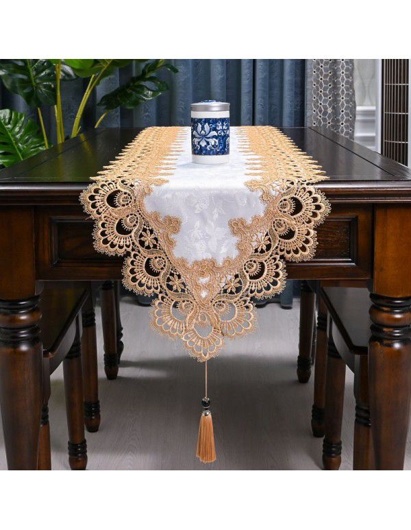 European style table, table, flag, TV cabinet, table cloth, long strip, Nordic style tea table towel, lace table cloth cover, simple cloth