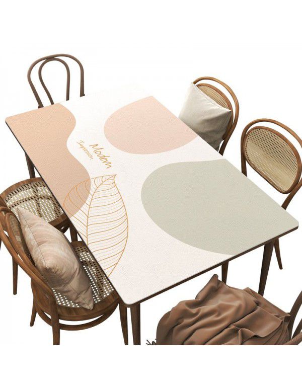 Simple style leather tablecloth waterproof, oil proof, wash free rectangular hot tea table mat PU leather tablecloth table mat