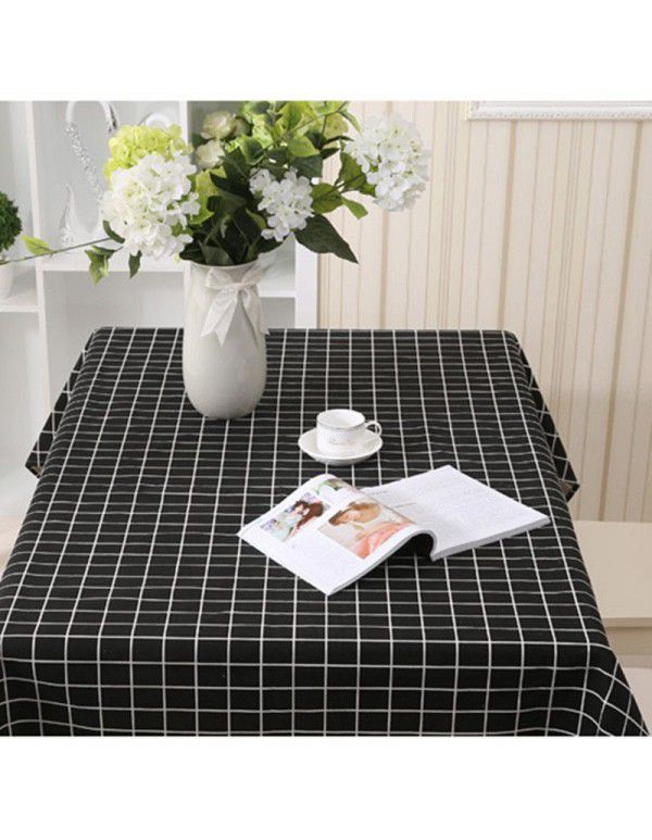 Spot tablecloth simple pastoral lattice household geometric rectangular tea table tablecloth table suitable for hotel restaurants