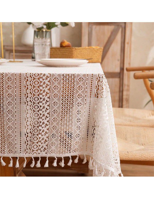 French ins style white lace tablecloth tea table mat rectangular table dessert tablecloth