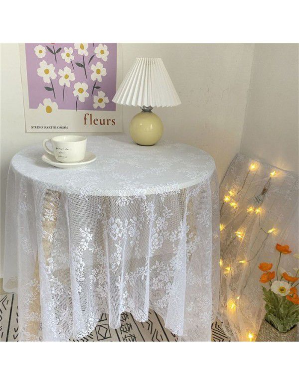 Floral cloth ins Korean simple hollowed out lace tablecloth with gauze tablecloth