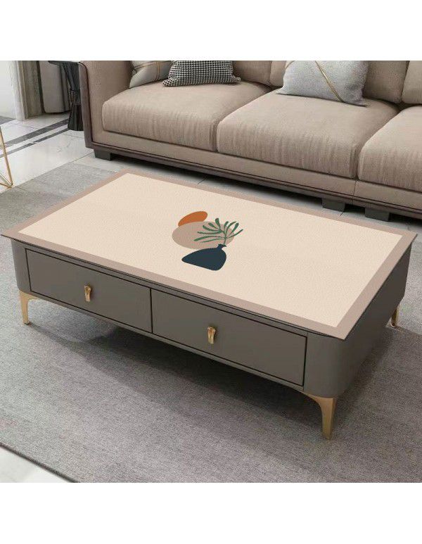 Tea table table cloth PVC waterproof, oil proof, wash free, hot proof TV cabinet rectangular soft glass table tea table mat