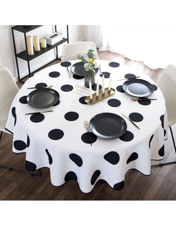 Nordic black polka dot coffee shop, art bar, table cloth, waterproof, oil proof, hot proof, square table cover cloth, round table cloth