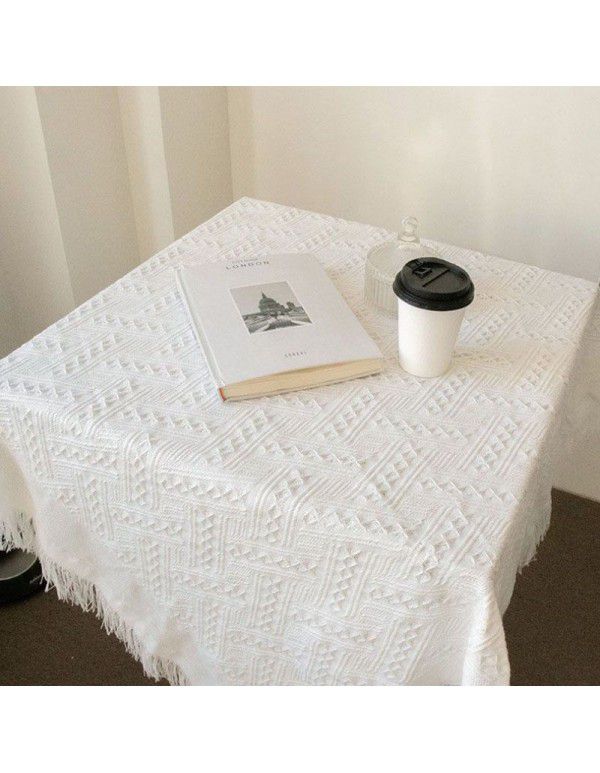 Nordic tea table mat table cloth INS wind white bedside table cloth cover rectangular table table cloth dust cover cloth table mat