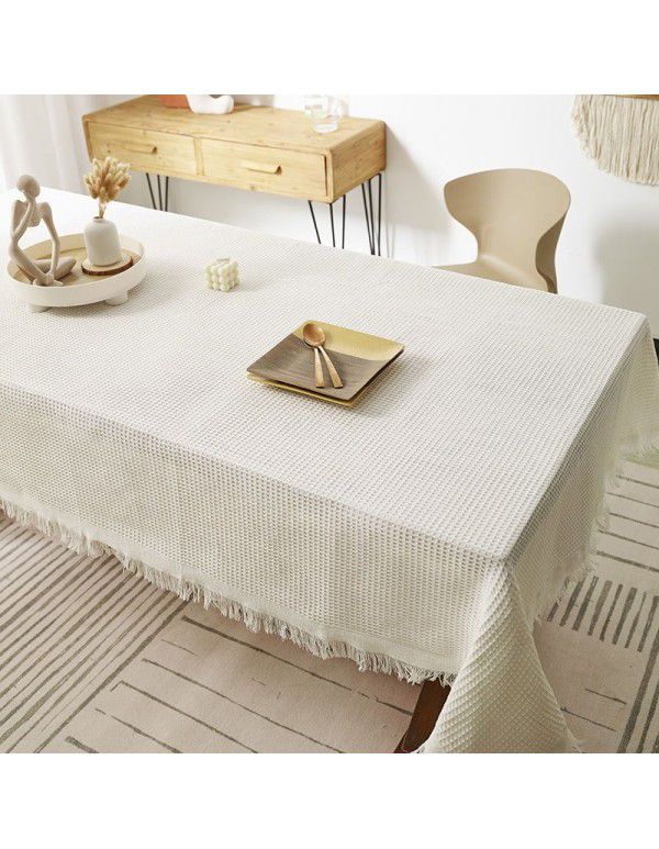 Japanese style quiet wind milk tea color tablecloth ins wind thickened cotton and linen cloth art advanced sense light luxury table square tablecloth