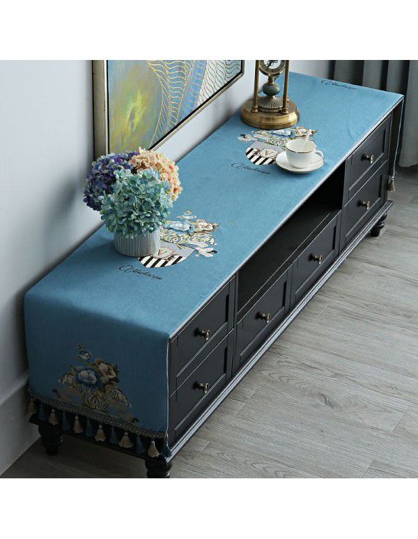 European style TV cabinet cover cloth, table cloth, rectangular tea table, living room, dust-proof cover, table cloth, table mat, shoe cabinet cloth