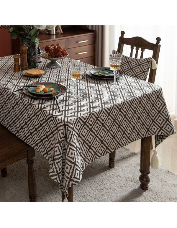 New ins wind table tablecloth domestic tea table table mat vintage tablecloth hotel rectangular chinese tablecloth wholesale