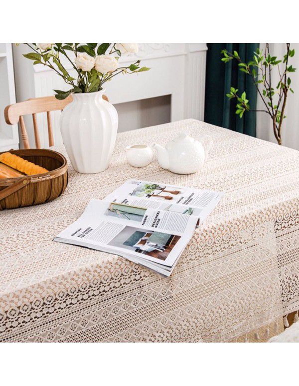 French ins style white lace tablecloth tea table mat rectangular table dessert tablecloth