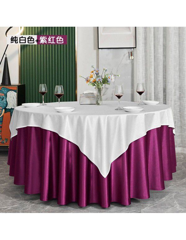 Hotel Round Table Table Cloth Hotel Round Table Restaurant Round Table Cloth Solid Color Banquet New Chinese Fabric Art