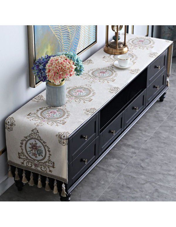 European style TV cabinet cover cloth, table cloth, rectangular tea table, living room, dust-proof cover, table cloth, table mat, shoe cabinet cloth