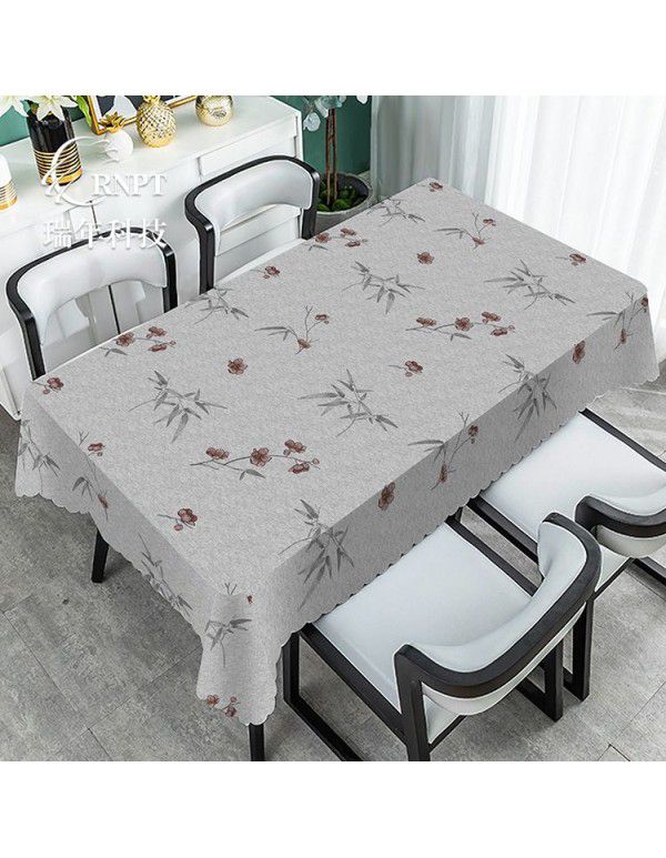 Simple and retro Chinese style national style tablecloth waterproof and oil proof PVC plastic tablecloth rectangular tea table tablecloth