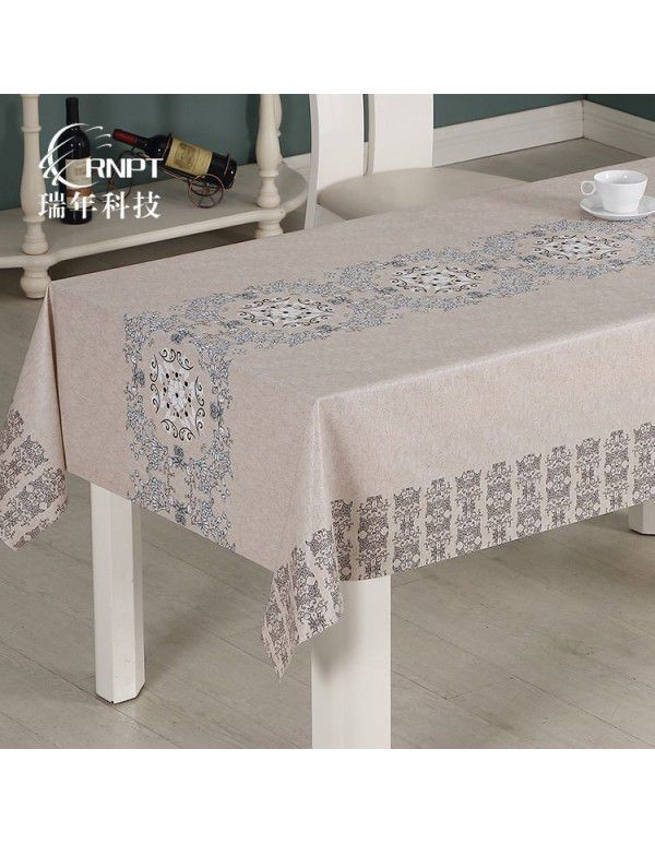 Simple and retro Chinese style national style tablecloth waterproof and oil proof PVC plastic tablecloth rectangular tea table tablecloth