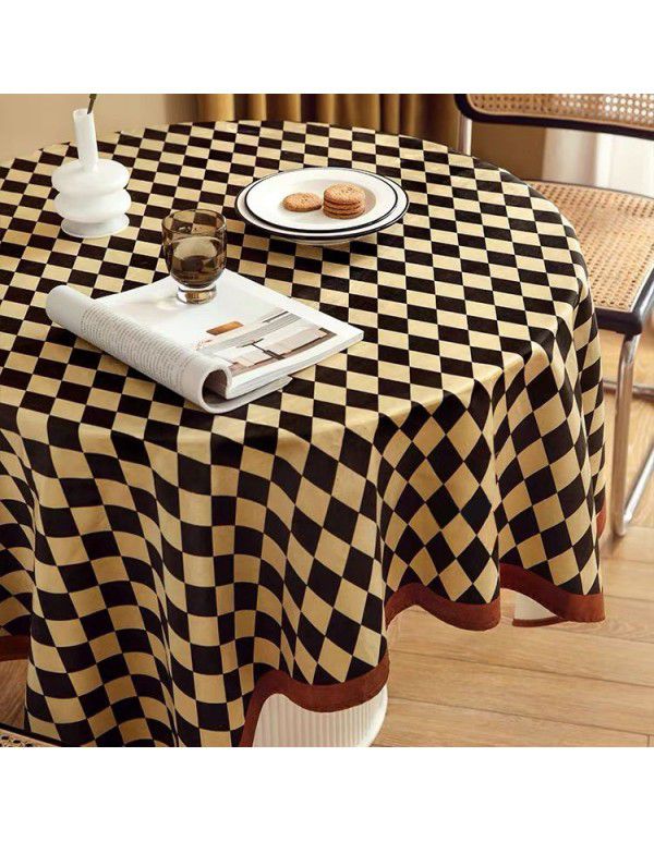 Nordic rhombic plaid tablecloth home decoration rectangular table round table tablecloth cloth tea table mat ins dust cover