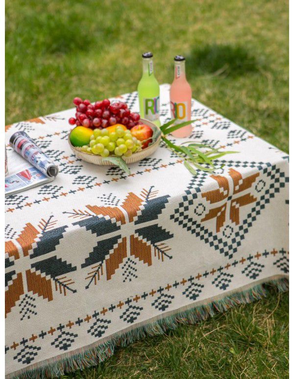 Ins ethnic bohemian outdoor tablecloth multi-functional tea table picnic mat small red book tent camping tablecloth