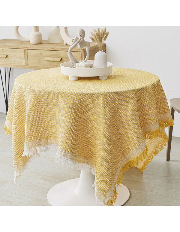 French tablecloth ins Japanese cotton linen white high-grade luxury tea table table table cloth bedside table cloth