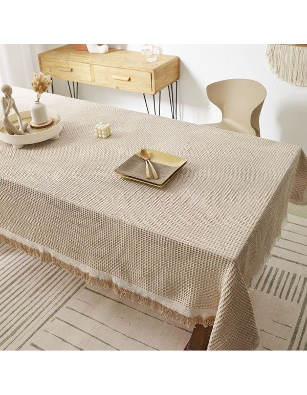 Japanese style quiet wind milk tea color tablecloth ins wind thickened cotton and linen cloth art advanced sense light luxury table square tablecloth