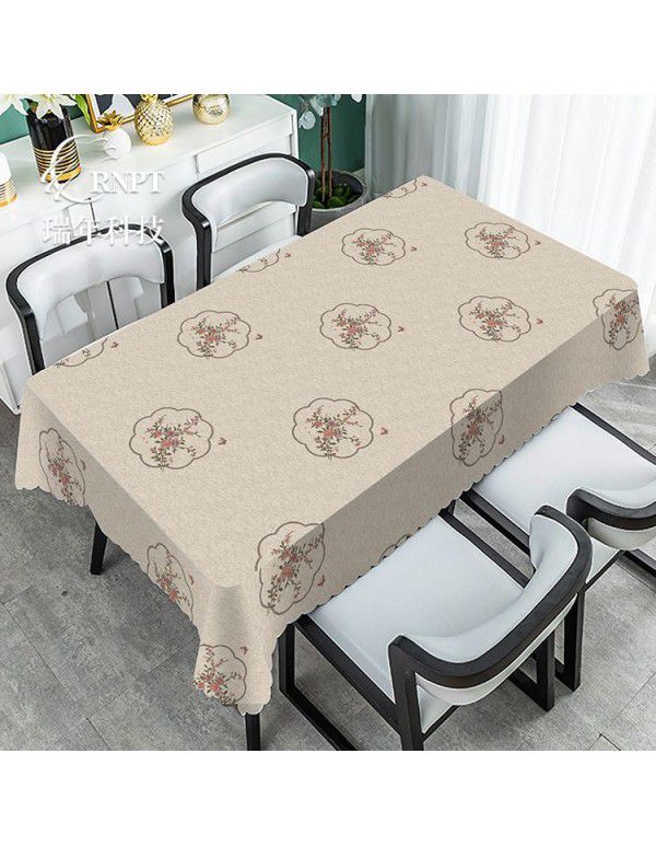 Simple and retro Chinese style national style tablecloth waterproof and oil proof PVC plastic tablecloth rectangular tea table tablecloth