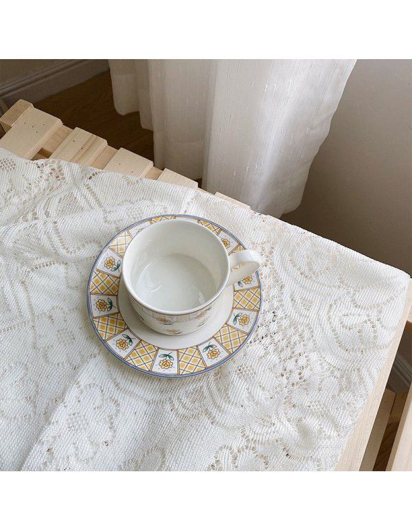 Korean ins blogger same style lace tablecloth room coffee shop decoration background cloth cream white hanging cloth art dinner mat